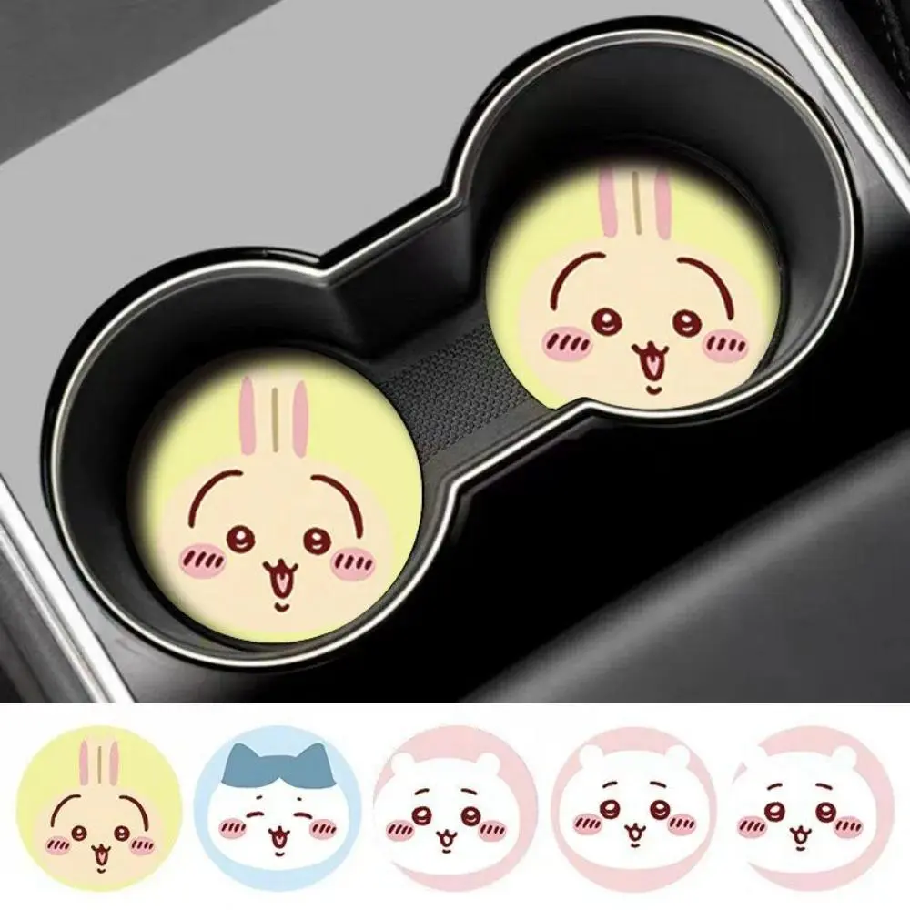 2pcs Chiikawa Car Anti Slip Cup Mat Lovely Cartoon Vehicle Cup Pad Durable Auto Interior Decor Practical Car Accessory Gift Toys