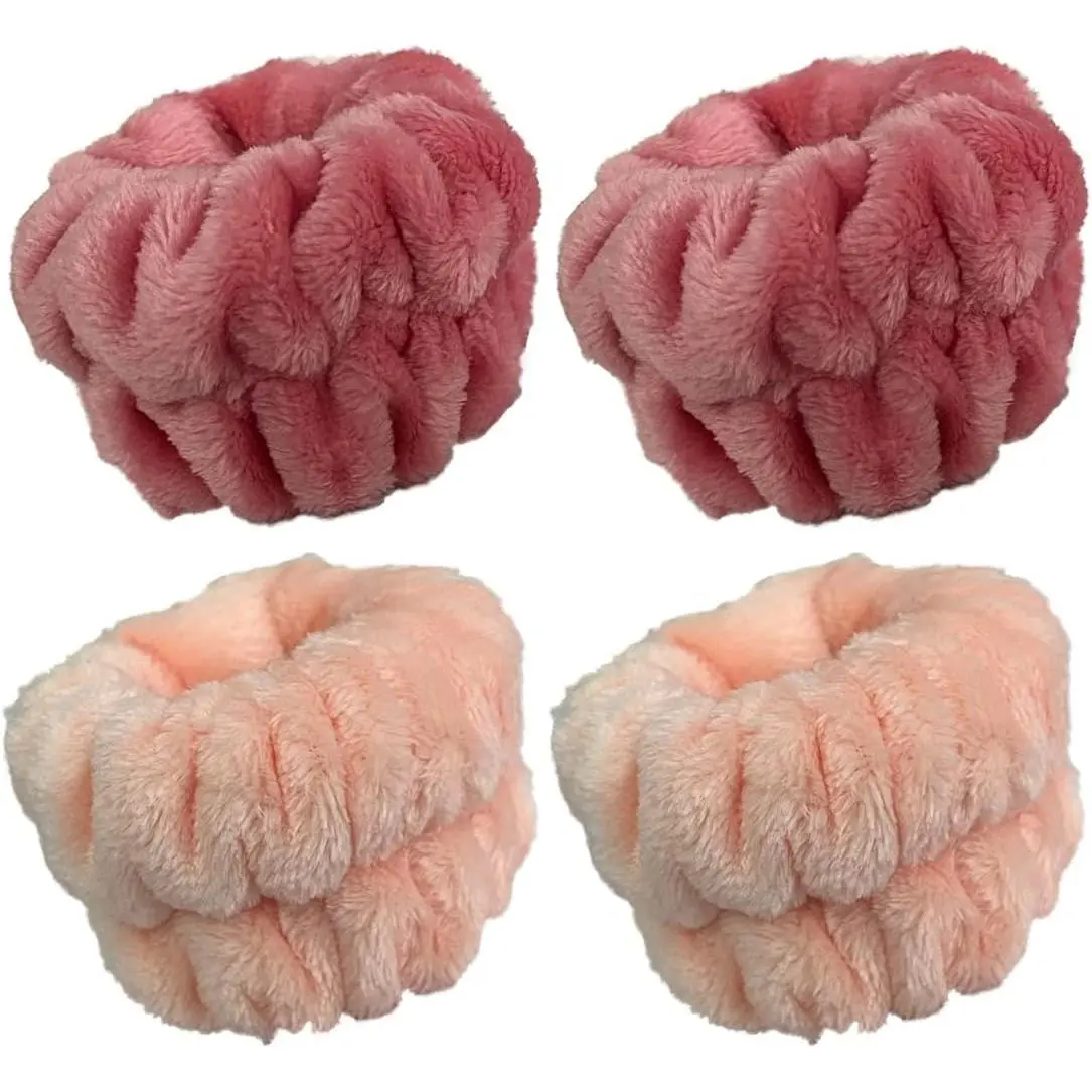Women's 2-Pair 16cm/6.3inch Absorbent Elastic Band Microfiber Wrist Towels - Skin-Friendly Washbands, Beauty Products for Everyday Daily Use, Athletic Accessory to Absorb Water/Sweat & Prevent Liquid Spills Down Arms, Doing Makeup