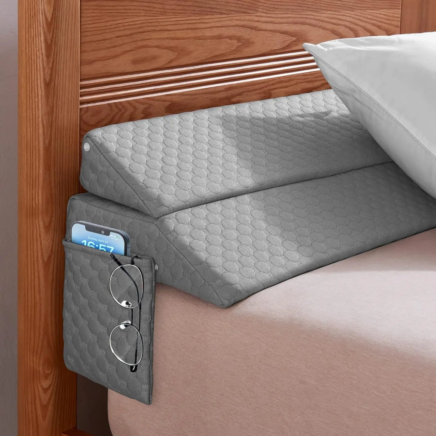Queen Size Bed Wedge Pillow - Bed Gap Filler Mattress Wedge Headboard Pillow Close The Gap 0-7" Between Your Headboard and Mattress or Wall for Sleeping Backrest Pillow (60"x10"x6" Gray)