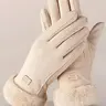 Women's Elegant Minimalist Solid Color Touch Screen Gloves, Elegant Fashion Windproof Warm Riding Gloves, Fuzzy Gloves for Fall & Winter, Gloves for Cold Weather, Touchscreen Gloves #GLOBAL PICKS