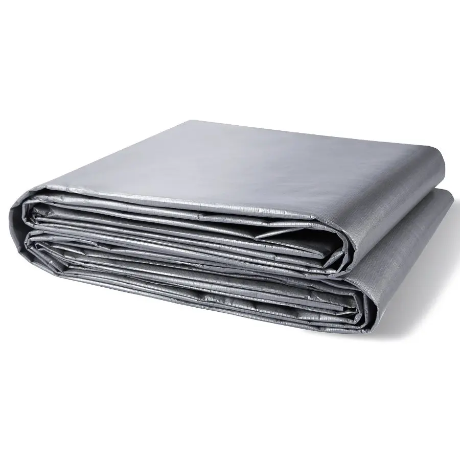 VEVOR Heavy Duty Durable Waterproof Plastic Tarp - 20x30 ft, 10 Mil Poly Cover, UV and Temperature Resistant Outdoor Tarpaulin with Reinforced Grommets, Silver Exterior (Brown Option)