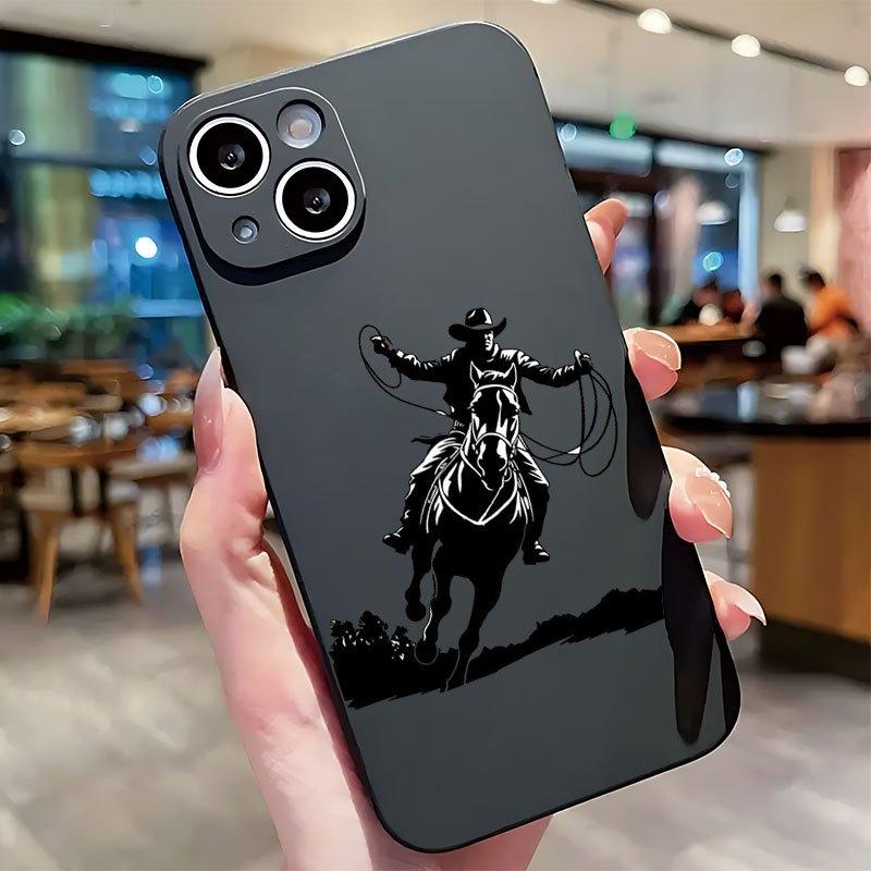 Cowboy silhouette on horseback UV printing soft phone case 360 degree full protection phone cover for iPhone 11 12 13 14 16 pro max 15 XR X/Xs 7 8 plus se mini