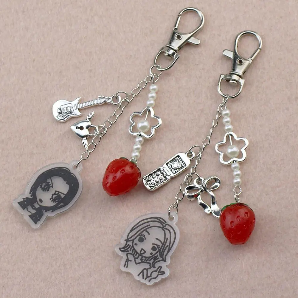 Super Cute Anime NaNa Hachi Matching Phone Charm Keychain Y2K Handmade Jewelry Christmas Couple Gift for Girls Friend