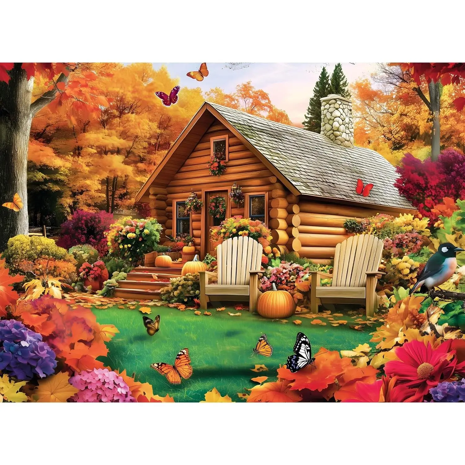 300 Pieces Puzzle for Adults, House and Pumpkins Jigsaw Puzzle