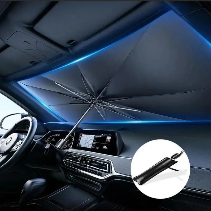 Portable Car Sunshade, Foldable Windshield Sunshade, Car Exterior Accessory, Daily Use Car Windshield Cooling Umbrella, Windshield Shade Protector