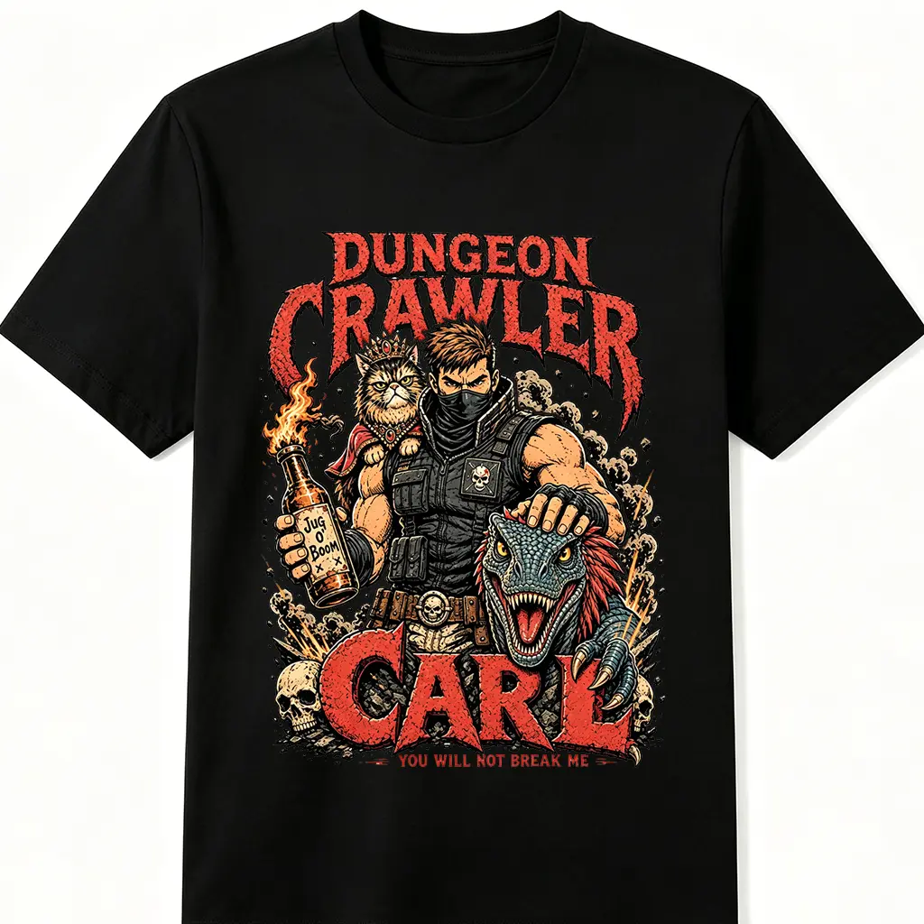 Dungeon Crawler Carl oversize cotton Shirt Princess Donut And Mongo Sci-Fi you will not break me graphic tees DCC Streetwear Casual LitRPG fan Gift Machine Wash Safe top trending summerwins