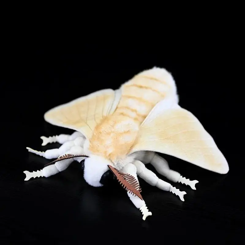 Soft Silkworm Moth Plush Toy Cute Simulated Insect Animal Exquisite Fuzzy Winged Bug Decorative Ornament Kids Gift Home Decor