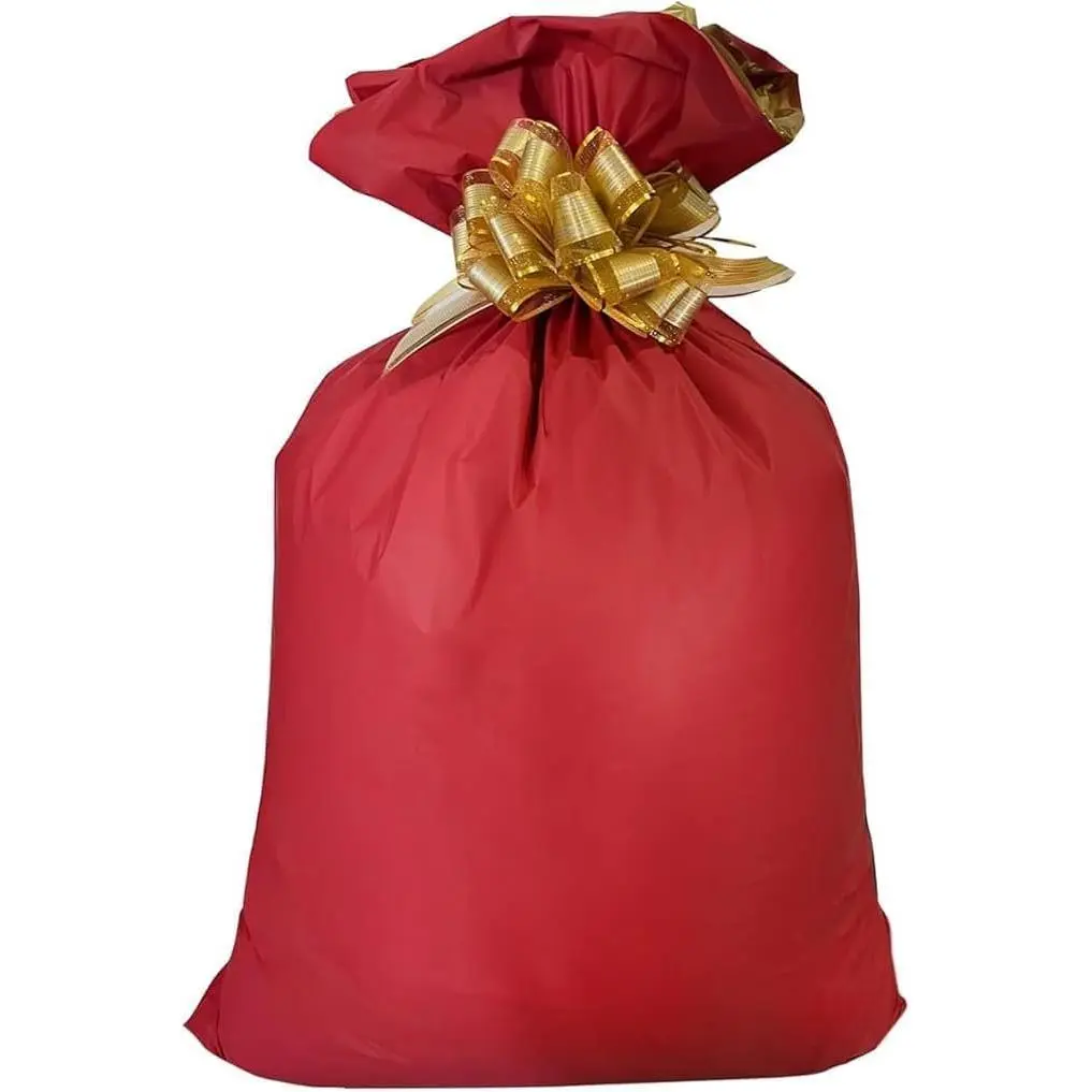 Red Large Plastic Santa Sacks (21pcs) - 39x27.5in/100x70cm Drawstring Christmas Gift Bags for Family Happy Birthday Ideas, Home Supplies (1 Pcs)