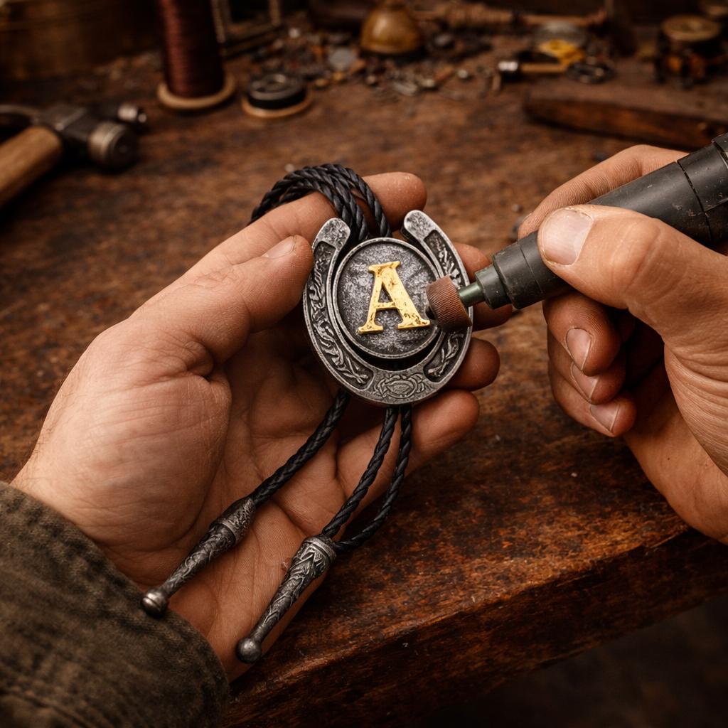Vintage Western Bolo Tie for Men and Women, Initial Letter A–Z Cowboy Tie, Adjustable Cowboy Cowgirl Necktie, Western Rodeo String Tie for Shirts, Weddings, Parties and Country Outfits