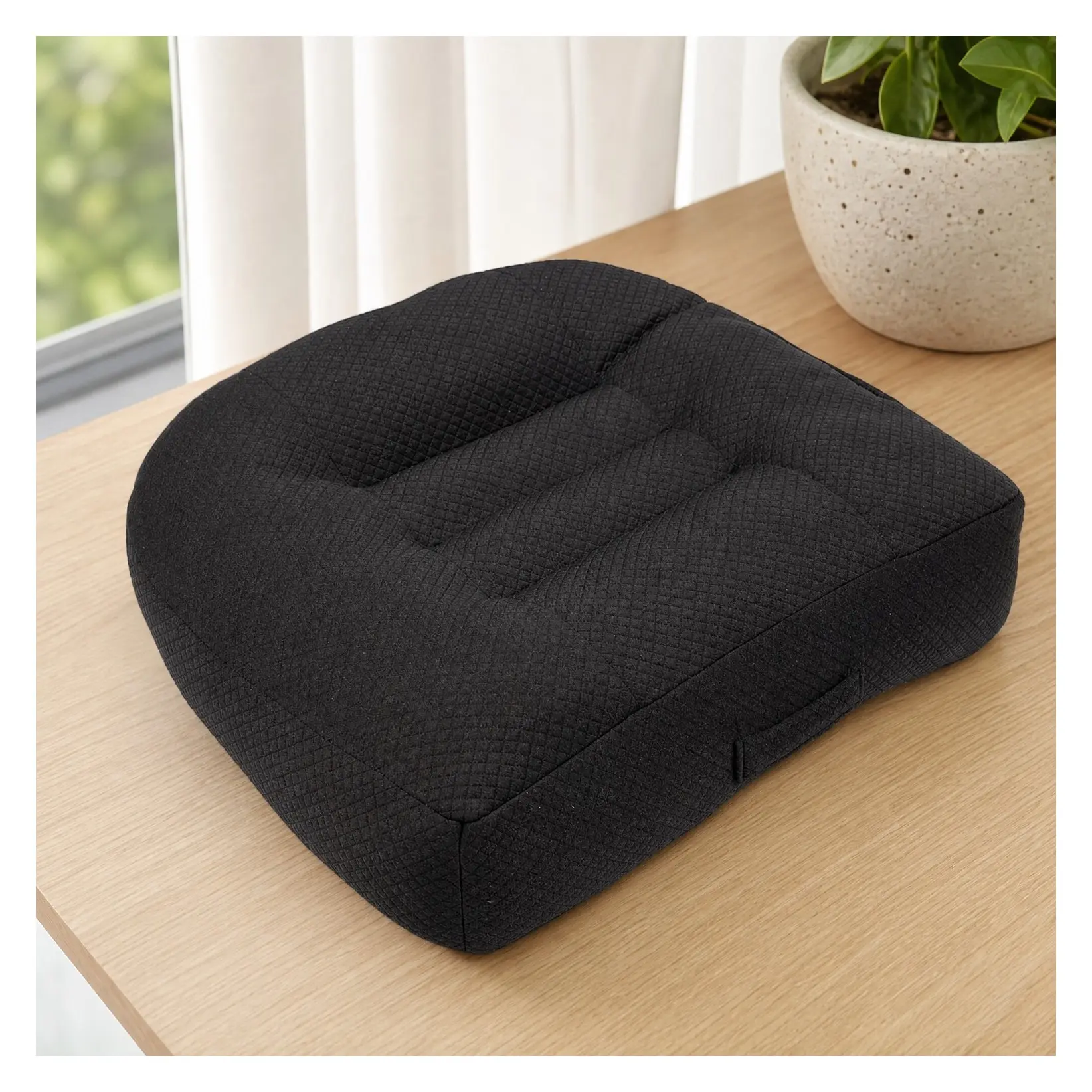 Car Booster Seat Cushion Height Raiser for Short Drivers - Hip & Tailbone Support, Lower Back Fatigue Relief, Suitable for Trucks, Cars, SUVs, Office Chairs, Wheelchairs (Pure Black)Gift
