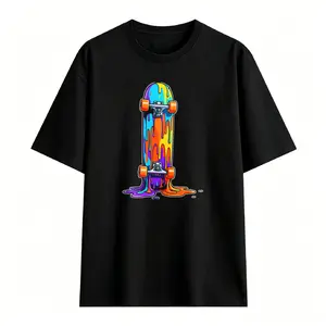 2D Flat, Colorful Melting Skateboard Graphic, T-Shirt Shaped, Acrylic Pendant, Ornament For Bedroom & Living Room, Birthday Gift For Teenagers
