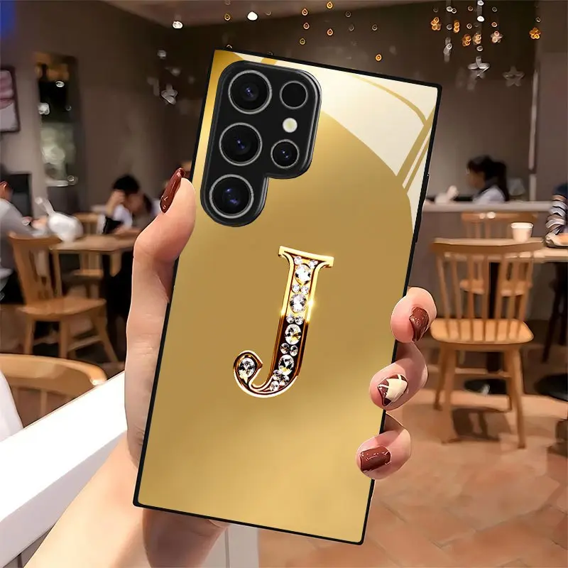 Premium Business Fashion Couple Black Glass Pattern Smartphone Case - Cellphone Accessories for Galaxy S26 S25 S24 S23 S22Pro S21 S20 Fe Plus Ultra Pro A56 A55 A54 A53 A52 A51 A36 A35 A34 A32 A26 A25 A24 A23 A16 A15 A14 A06 A05 A03s Handheld Devices
