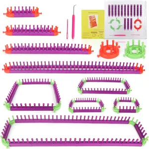 Adjustable Knitting Looms Set -Customized Sizes for Your Project-Afghan Loom-Blanket Loom-Sock Scarf Loom-Hat Loom for Crocheting-Crochet Loom with Loom Knitting Book Hook  (-in-)
