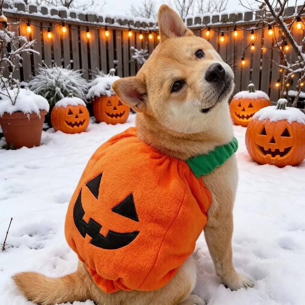 Pet Costume Dog Cat Pumpkin Suit, Halloween Costumes for Small Dogs and Cats, Perfect for Halloween Christmas and Theme Parties, Size M