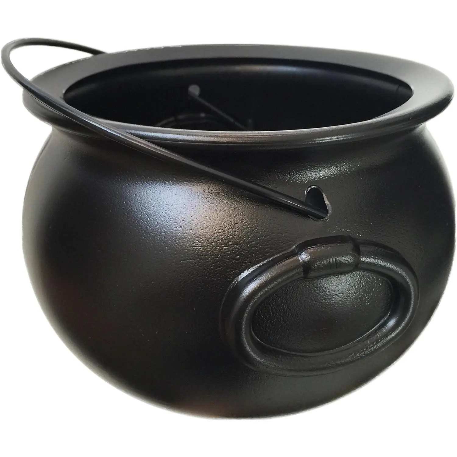 8 in Plastic Round Cauldron-Shape Bucket, Halloween Candy Bowl, Trick or Treat Party Supply, Witch Kettle Decor