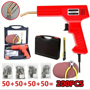 New Thermal Welding Gun with Box, 200 Rivets + Screwdriver + Sandpaper, Portable Welding Tool Kit for Car Bumper Repair, Compact Design