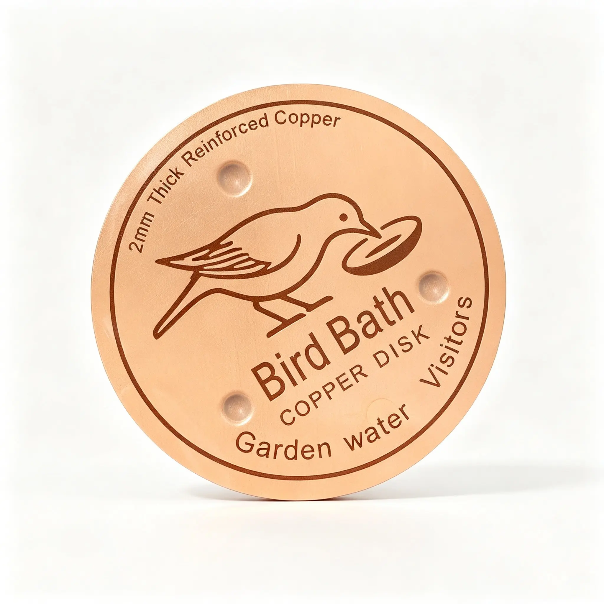 Copper Bird Bath Basin, Reinforced, 4 Inch Size, Triangle Support Design, Stability, Durability, Easy Cleaning, Bathing, Grooming, Suitable for Outdoor Garden Birds Baths and Ponds, Outdoor Spaces, Year-Round Water Purification, Garden Visitors