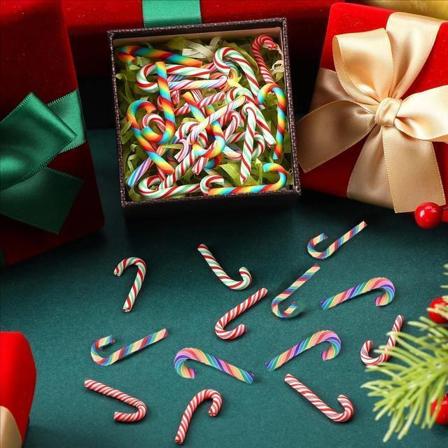 10/30/50Pcs Mini Candy Cane Christmas Decoration Red White Resin Candy DIY Crafts Xmas Pendant Navidad Home Decor 2025 New Year