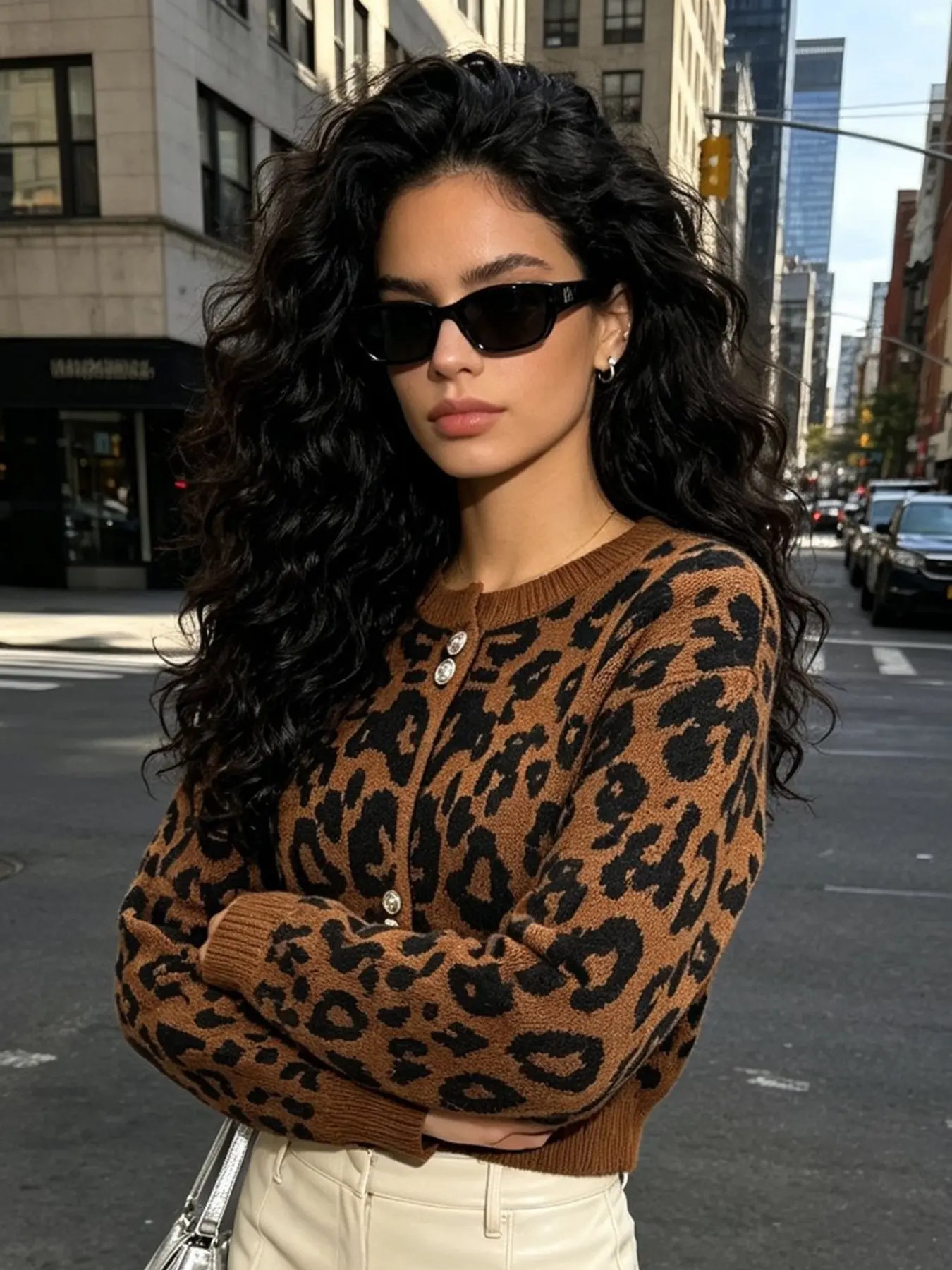 Elegant Leopard Print Cardigan Sweater, Button Front Design, Fashionable Casual Loose Fit Outerwear, Perfect for Fall & Winter Seasons