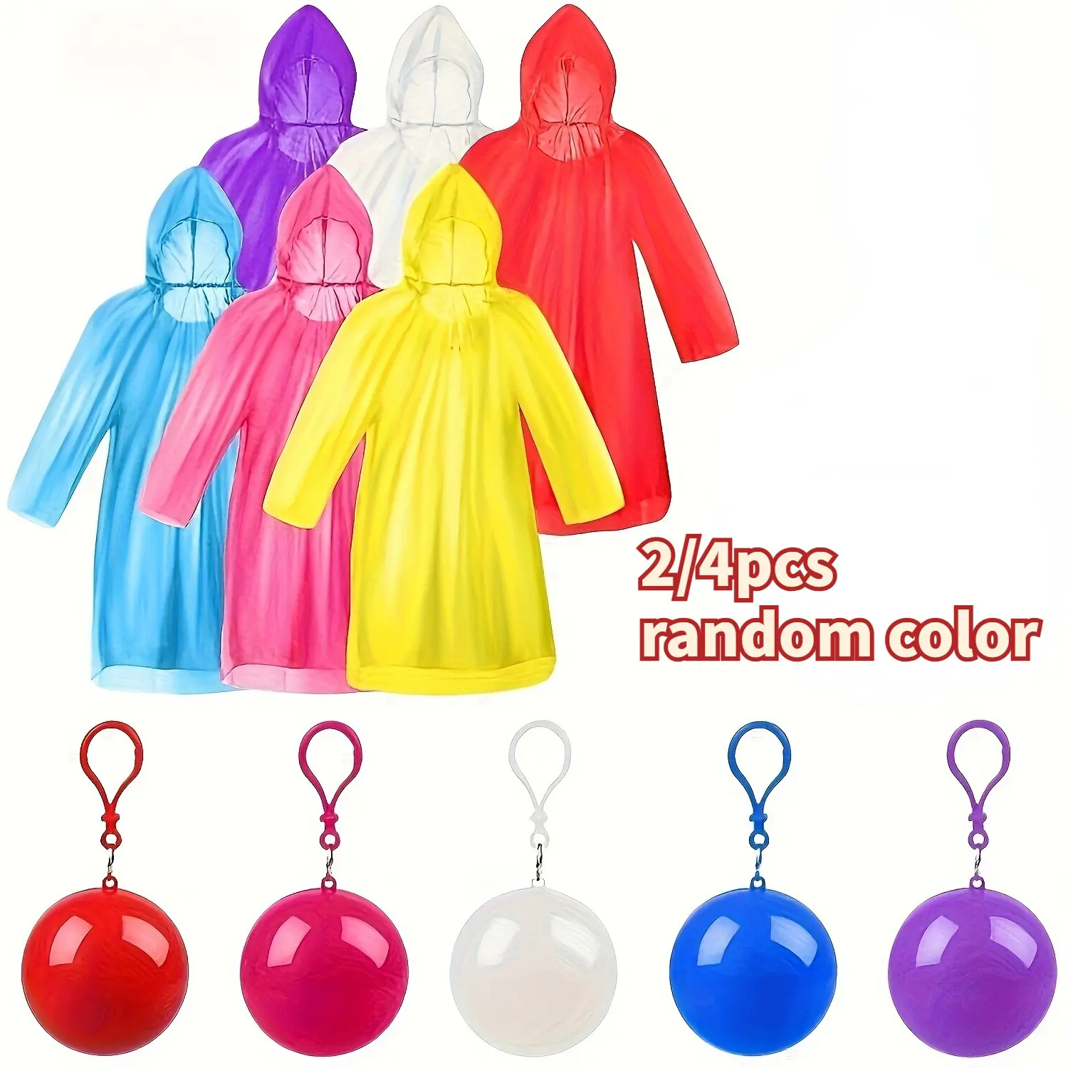 Adult Emergency Rainproof Rain Poncho Set, Hooked Raincoat Ball Kit, Outdoor Waterproof Camping, Cycling, Activities, Amusement Park Gear, Rainy Days, 2/4pcs