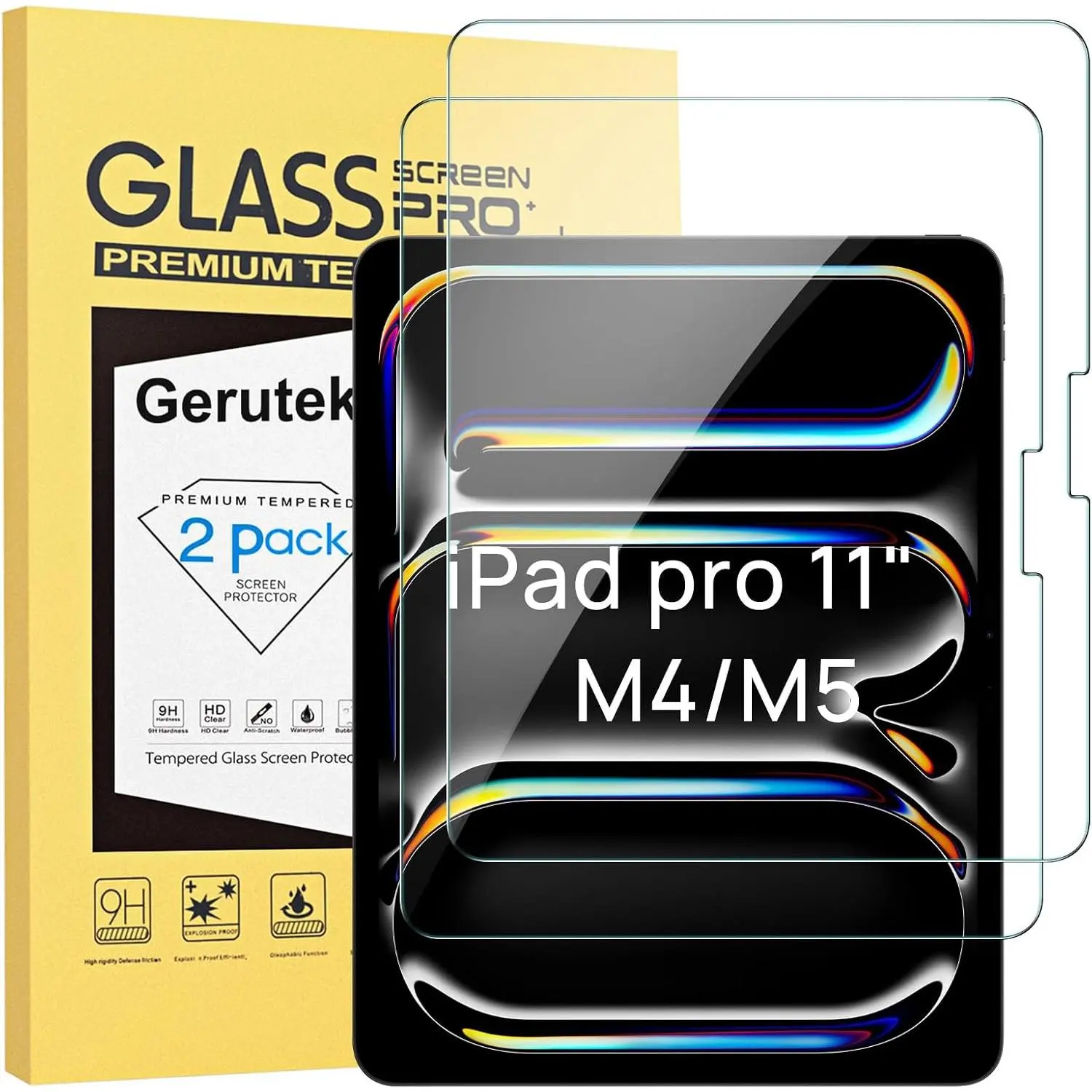 2-Pack Screen Protector for iPad Pro 11-inch (M5/M4) 2025/2024, Scratch Resistant Tempered Glass Film for iPad Pro 11 6th/5th Gen, Case Friendly &  Pencil Compatible