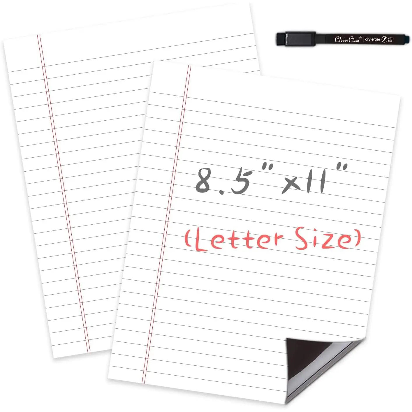 Dry Erase Board – 8.5”x11”  Lined Dry Erase List Board for Fridge 2 count – Marker Included