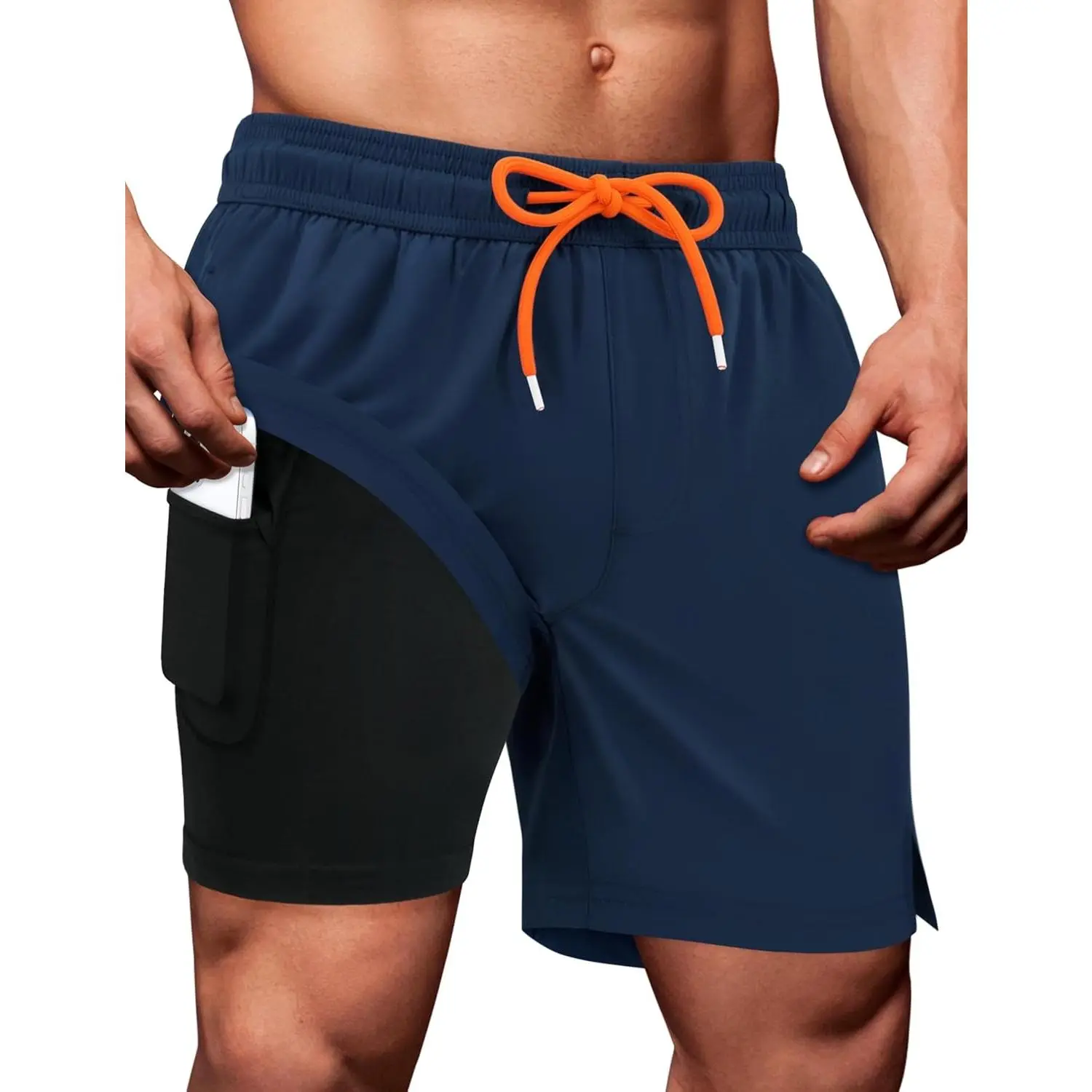 Mens Swim Trunks 5 Inch Mens Bathing Suit with Compression Liner Men's Board Shorts Men's Swimwear Quick Dry Swimsuit