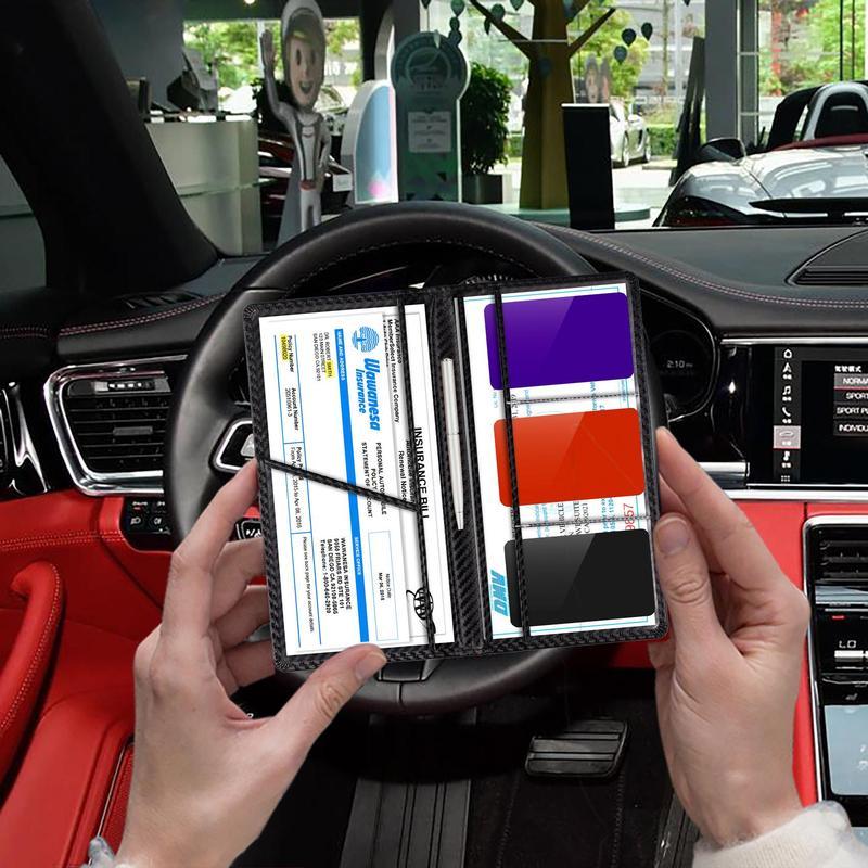 Car Registration & Insurance Card HolderMagnetic Closure Vehicle Organizer, CarEssential Document Wallet, forPokemon Cards Holder, Compact CarAccessories