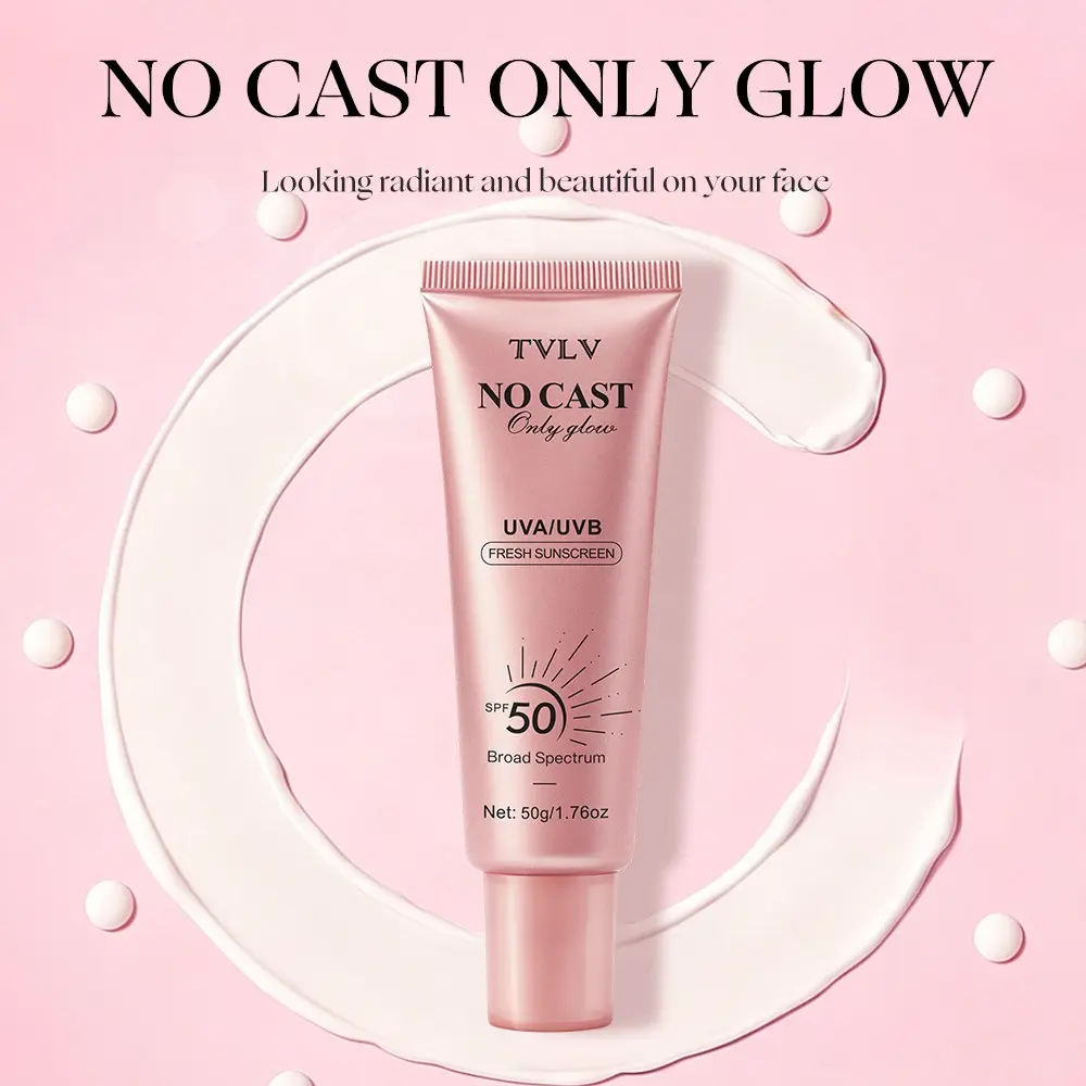 Spf50 Sunscreen Cream, High Protection Uva/uvb, Quick Drying, Non-Whitecast, Non-Sticky, Hydrating, Ideal for Daily Use, Outdoor Activities, Beach Trip