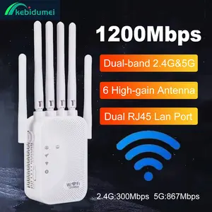 Kebidumei 1200/300Mbps WiFi Range Extender, 2.4G/5G Network Expander, 1200Mbps US Plug Wireless Signal Booster for Tablets, TVs, 1x 1200Mbps Range Extender Universal Pocket Wi-Fi Accessory