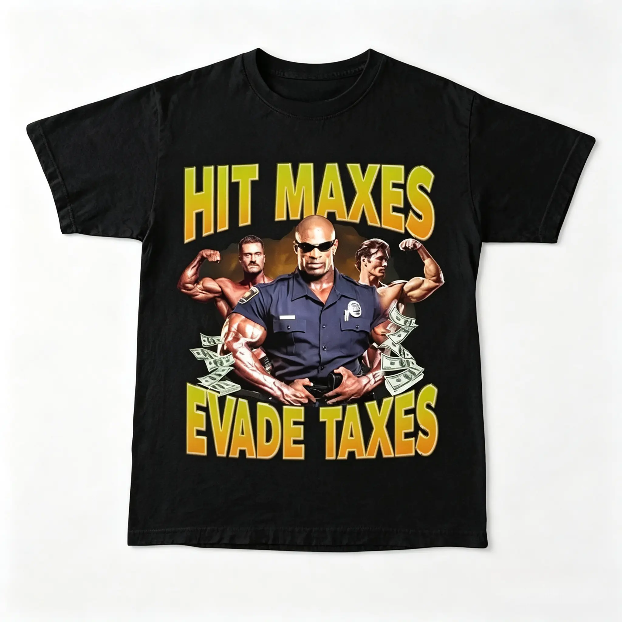 Hit Maxes Evade Taxes Gym Gift T-Shirt Meme For Man, Anabolic Appareal T-Shirt For Gym Rats, Funny Pumpcover WorkouT-Shirt For Bodybuilder Birthday Christmas Cotton Fabric Menswear Top Graphic tshirt funny T Shirt Novelty Tees Casual Streetwear Undershirt