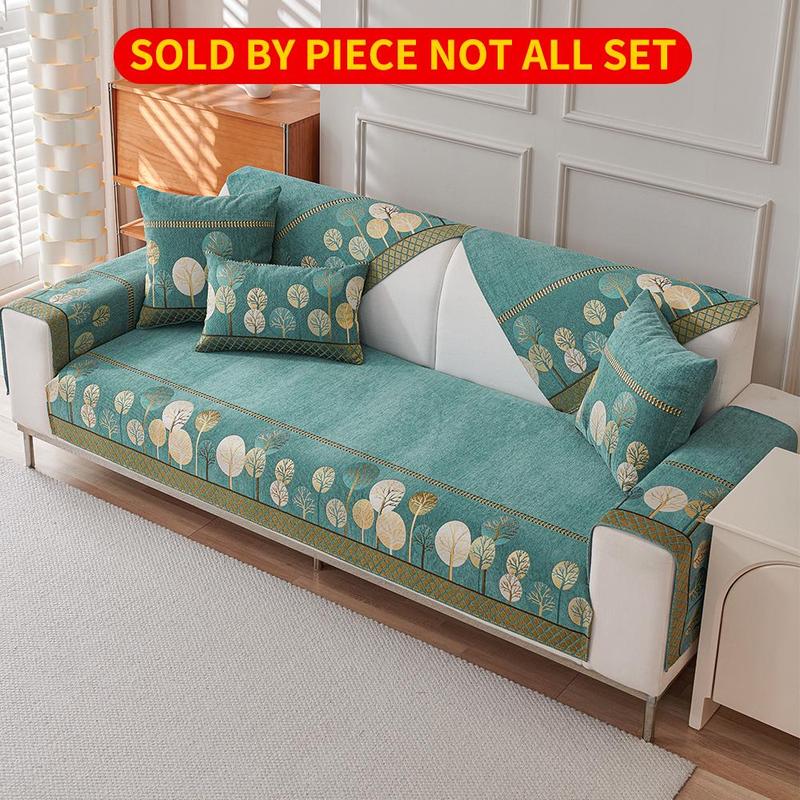 Boho Style Chenille Sofa Cover, Elastic Sofa Slipcover, 1 Count Geometric Embroidery Design, Soft Sofa Protector for Bedroom Office Living Room #TOP PICKS