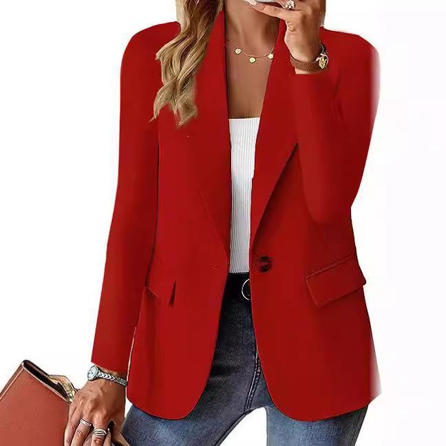 2025 Autumn Long Sleeve Solid Color Cardigan Blazer Women's Jacket Suit Womenswear