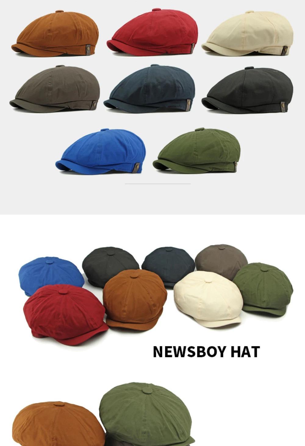 HT4779 Beret Cap New Spring Summer Men Women Cctagonal Cap Vintage Artist Painter Beret Hat Solid Plain Ivy Flat Cap Mens Berets