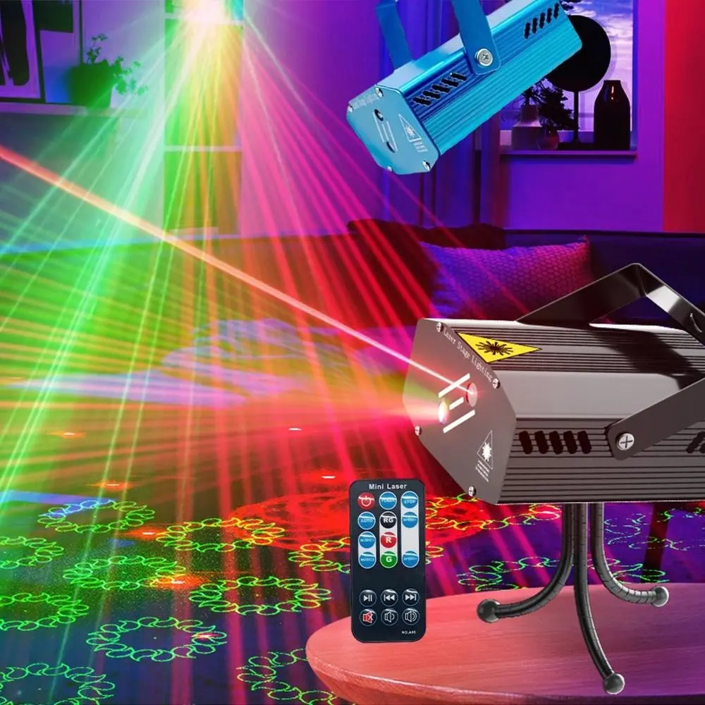1PC Starlight Laser Light with Remote Control or Sound Activation, Voice-Activated DJ Disco Light, Voice Activated Lighting - USB Powered LED Party Light Projector for Indoor Events, Halloween and Christmas Parties, Birthdays, Music Sync Light