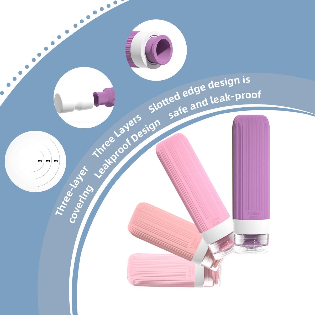 Travel Silicone Shampoo and Shower Gel Bottles Set, Leak-Proof Portable Toiletry Containers, Refillable Travel Bottles for Shampoo, Conditioner, Soap, Camping, Vacation, & Business Trip Essential