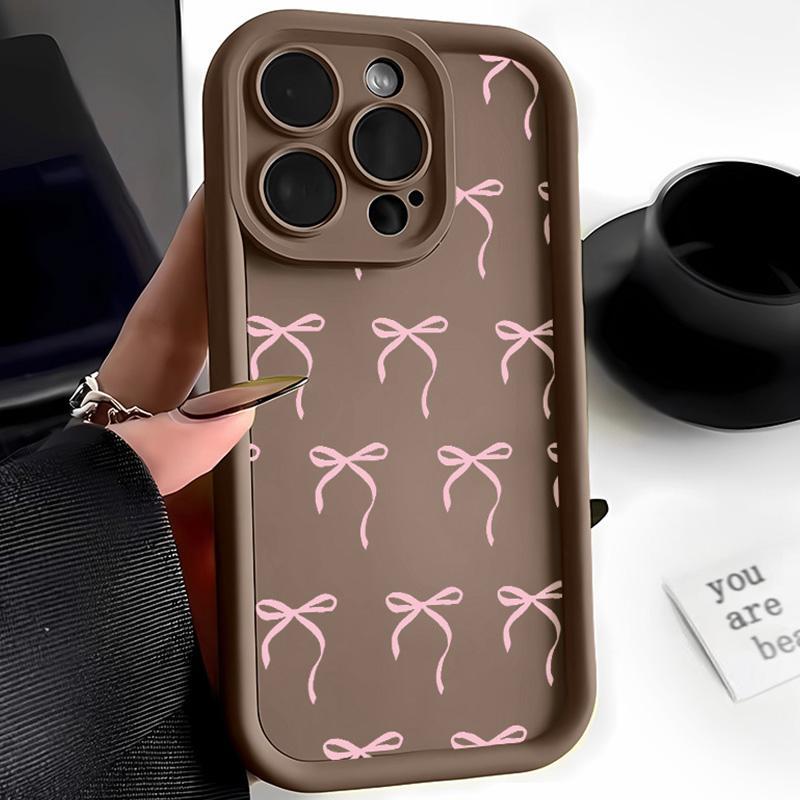 Bowknot Pattern Phone Case Casing, Cute Anti-drop Cellphone Protective Case, Total Protective Shockproof Mobile Phone Cover for iPhone 11 12 13 14 15 16 Pro Max/Pro/Plus