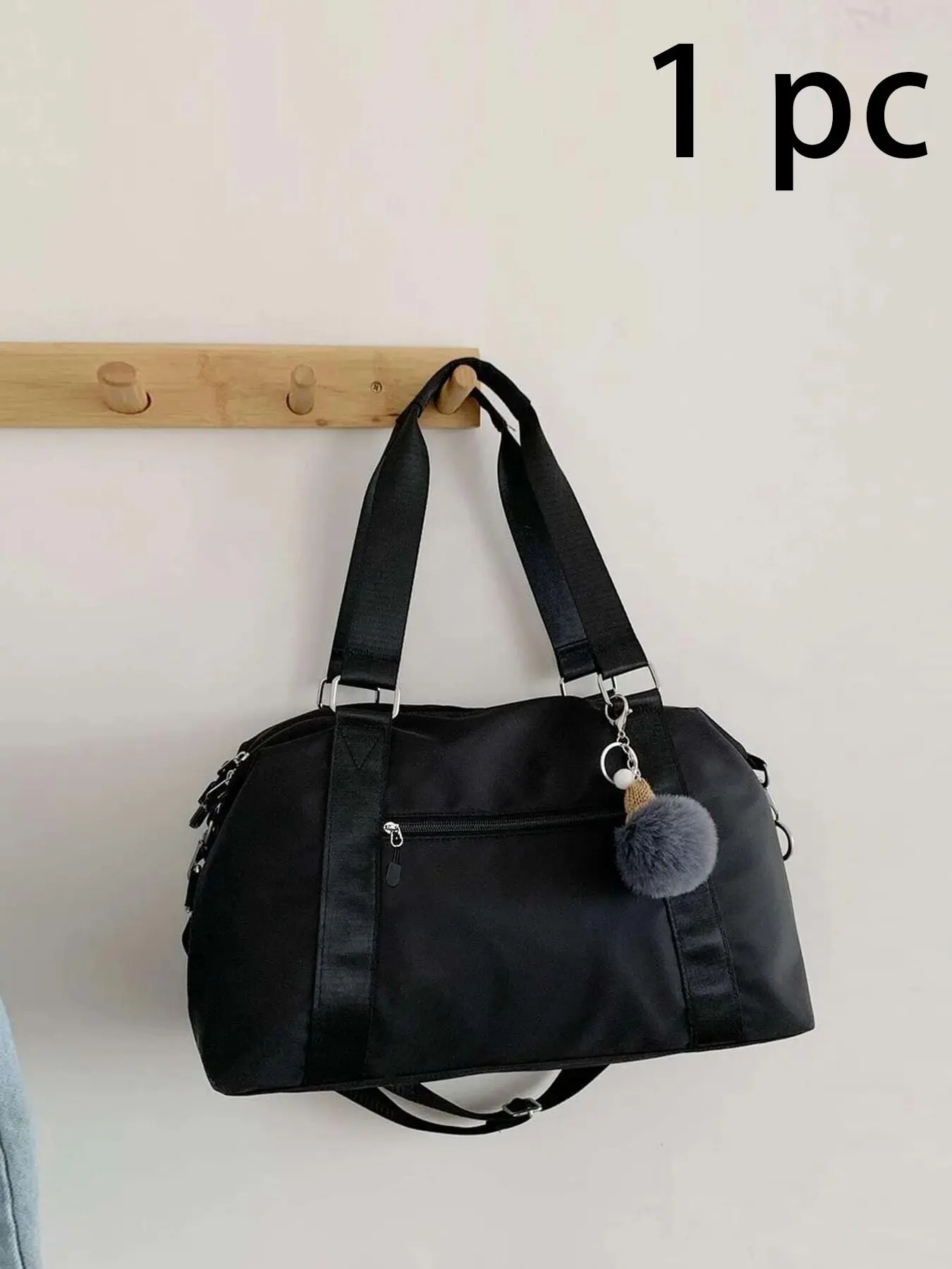 Large Capacity Travel Bag, Lightweight Luggage, Fashionable Yoga Backpack, Pom-Pom Decor, Shoulder Crossbody Bag, Ideal for Travel and Fitness, Workout Bag, Gym Workout Bag