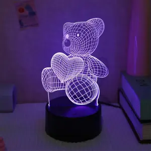 3D Bear Shape Rechargeable Night Light, Holding Heart Bear Ambient Room Lights, Touch Control Desktop LED Lights For Bedroom, LED Light, Indoor Lamp For Home Decor, Cozy Lighting, Girls Bedroom Furniture, Led Mood Light