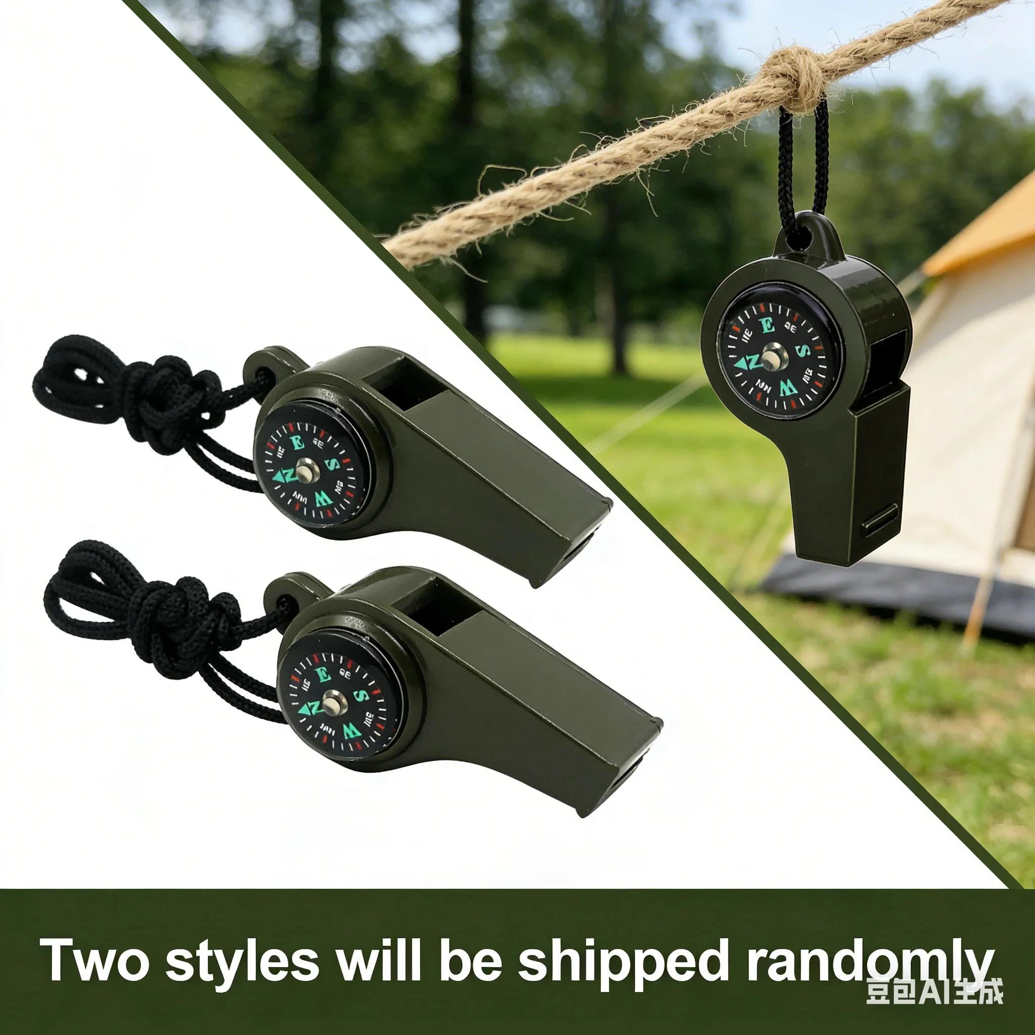 Multifunctional Emergency Survival Whistle with Compass & Lanyard, Loud Safety Whistle for Hiking, Camping, Climbing & Outdoor Sports