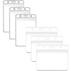 6 Pack ID Badge Holders, Plastic Sealable , Clear Plastic Name Tag ID Card Holder