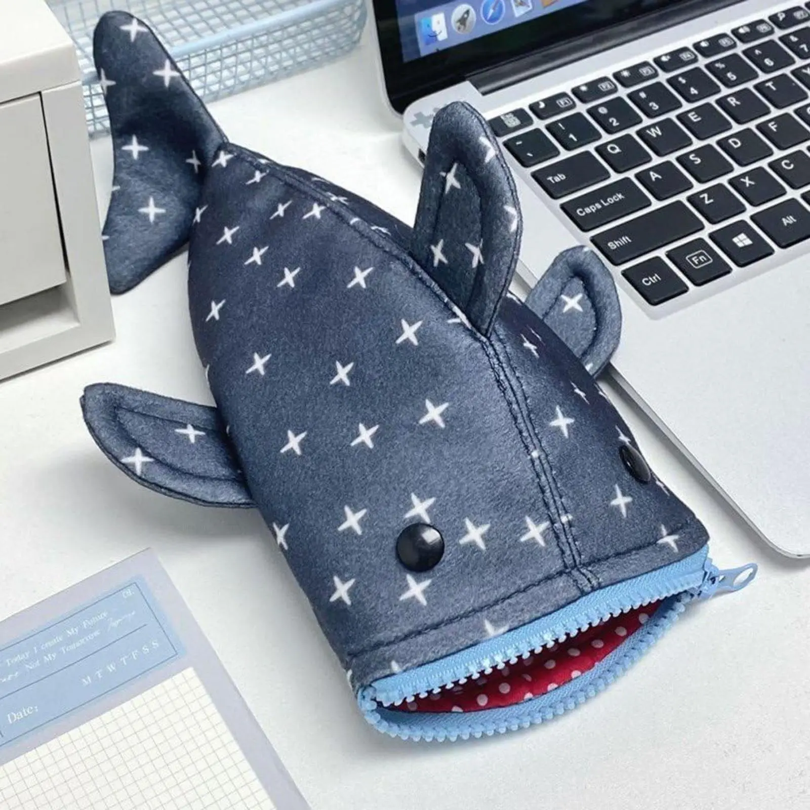 Funny Shark Printed Zipper Pencil Case, Lightweight Portable Animal Pattern Stationery Pouch, Large Capacity Storage Bag for Kids & Students, Ideal for School, Office and Travel Stationery Organizing