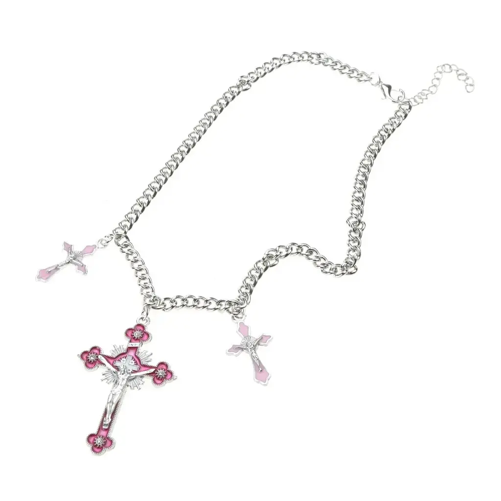 Punk Rainbow-Cross Necklace Korean Fashion Aesthetic Unique Pendant