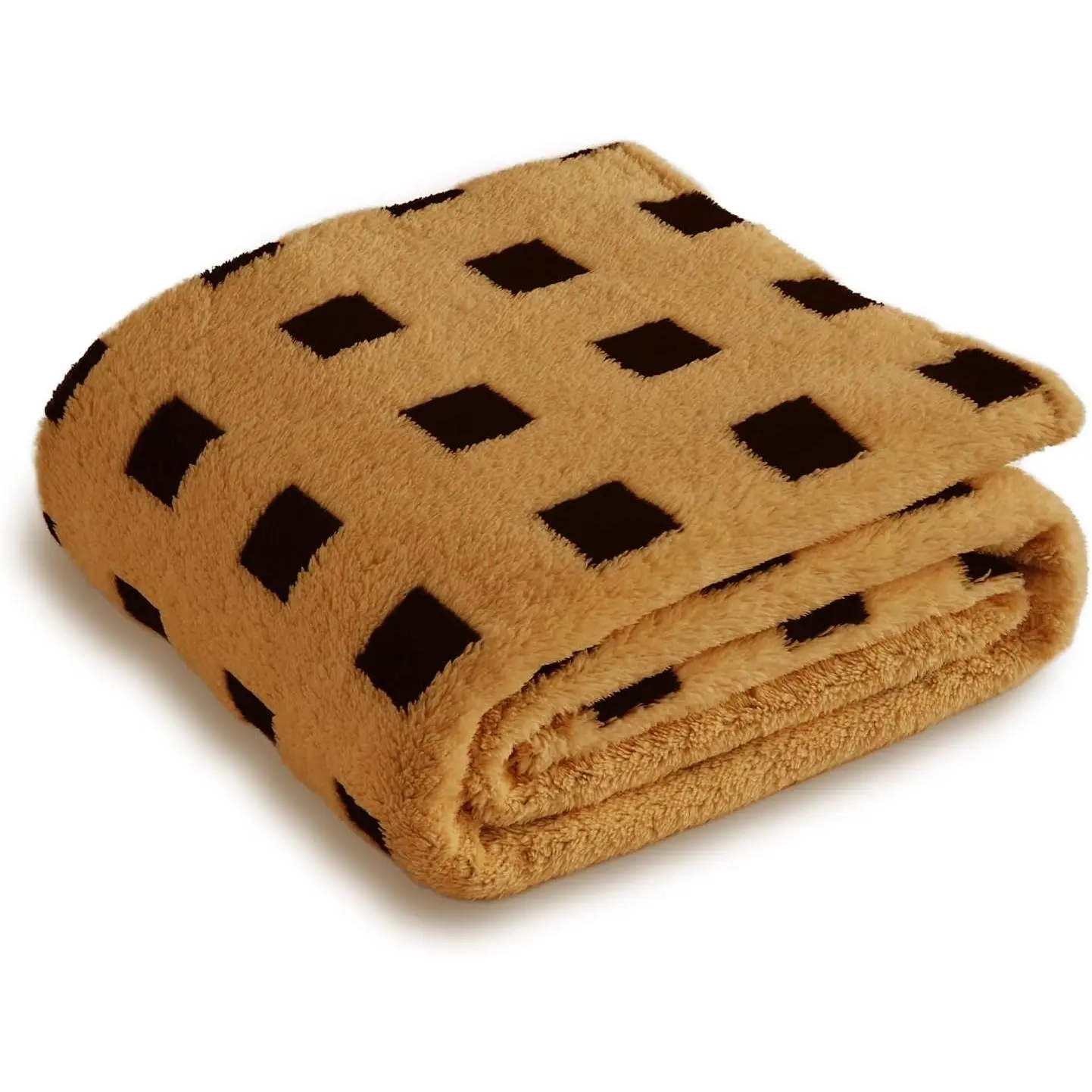 Fleece Blanket320GSM - Checkered Throw Blanket for Men, Christmas Throw Blanket for Couch for Bed Black and Brown, 50x60 Inches