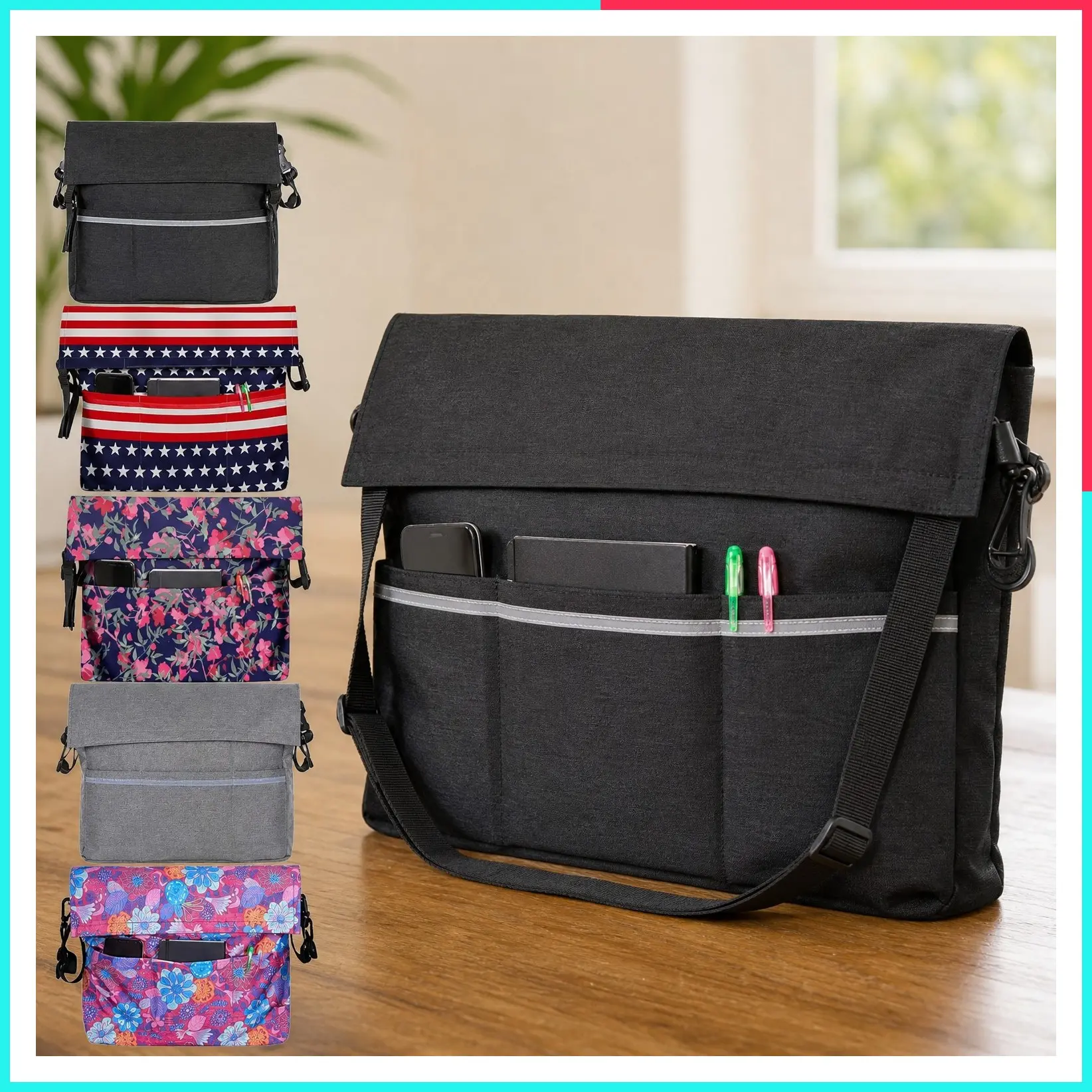 XL Wheelchair Accessories Bag - Waterproof, Scratch-Resistant, Double-Stitched, Machine Washable Walker Backpack for Adults & Seniors, 15 Colors, Hang On Back