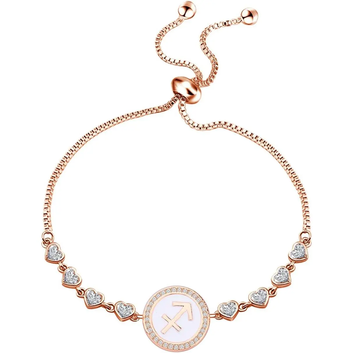 Rose  Zodiac Sign Adjustable Bracelet Birthday  for Women Girls Zodiac Bracelet 12 Constellation Bracelet