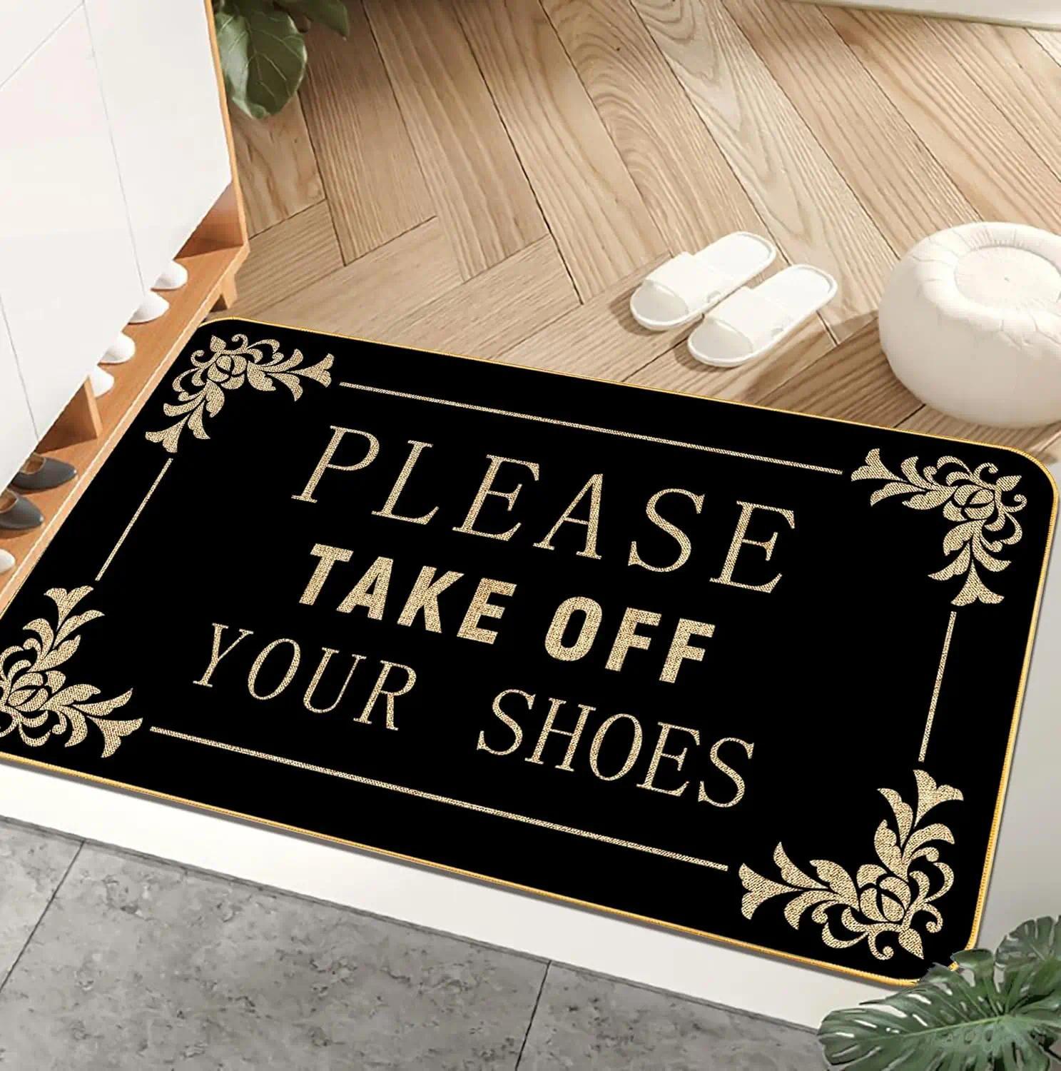 Funny Welcome Mats Please Take Off Your Shoes Floor Decorative Carpet Non-slip Easy Clean Rug Room Home Office Washable Doormats