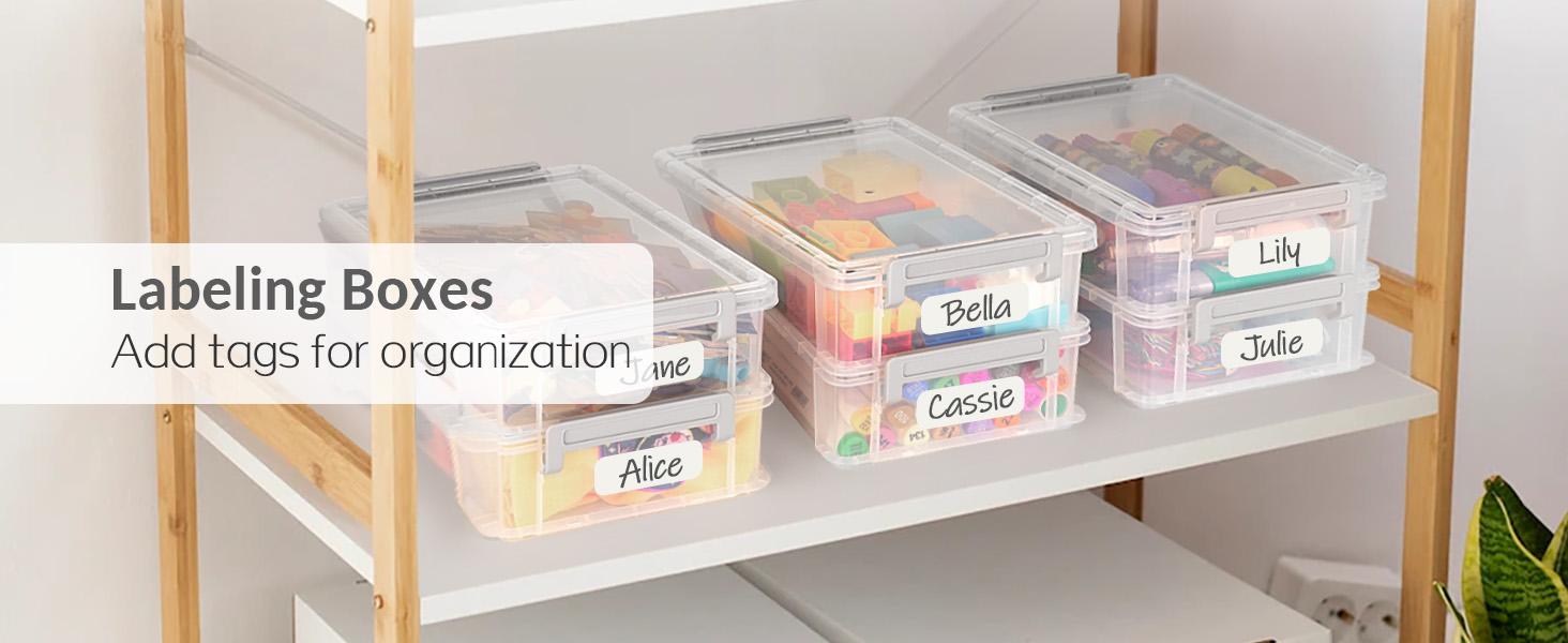 6 Pack Extra Large Plastic Pencil Box, Crayon Box, Marker Organizer with Lid-Stackable Storage Containers for Craft, Pen, Art Supplies, Grey