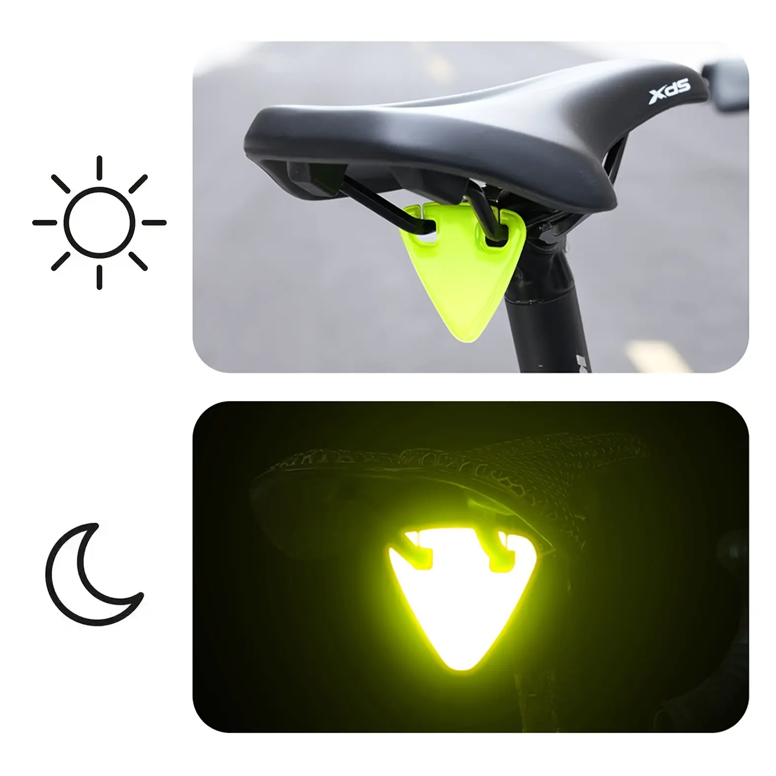 Unisex Reflective Pendant Set (2pcs, Random Color), Triangular Plastic Safety Lights & Reflectors for High Visibility Night Riding on Bikes