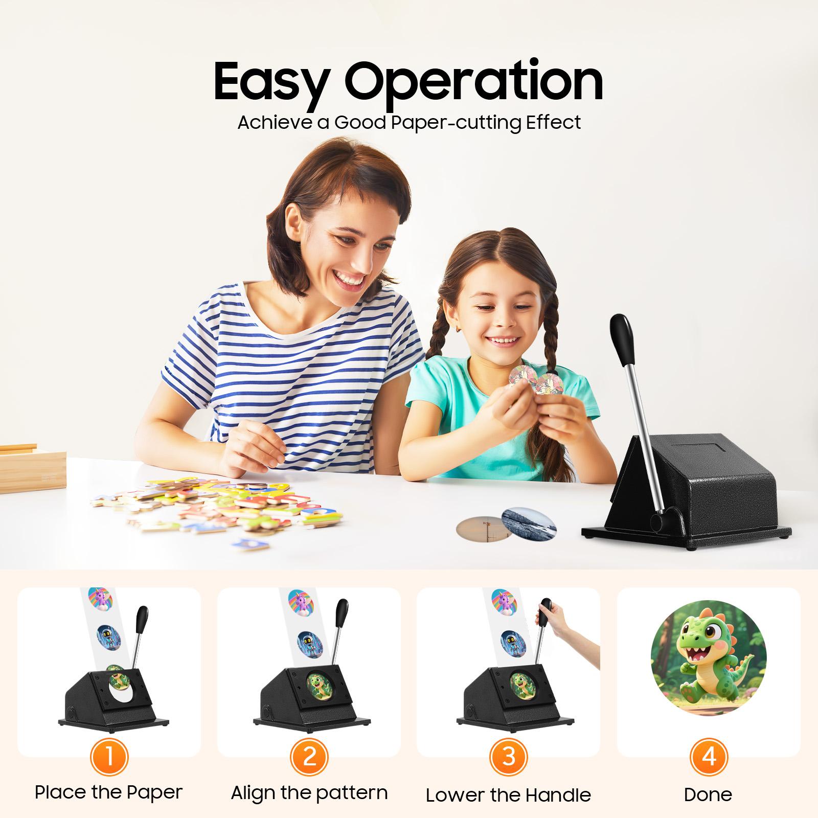 Manual Circle Punch Die Cutter 58mm for Paper Cardboard Thin Leather Badge Making